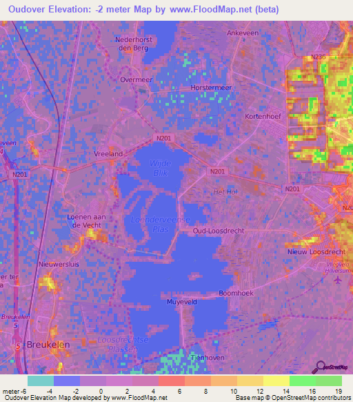 Oudover,Netherlands Elevation Map