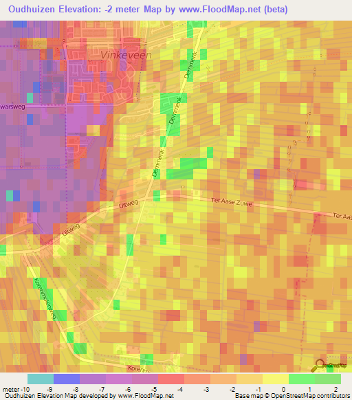 Oudhuizen,Netherlands Elevation Map