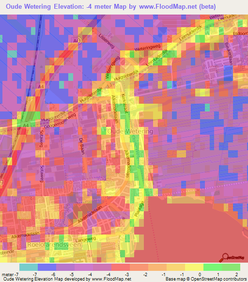 Oude Wetering,Netherlands Elevation Map