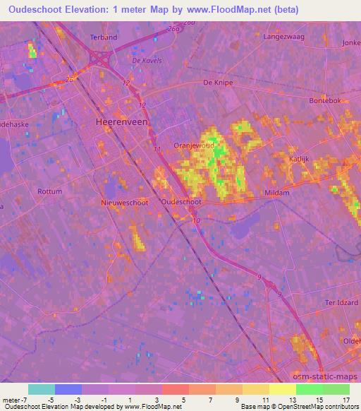 Oudeschoot,Netherlands Elevation Map
