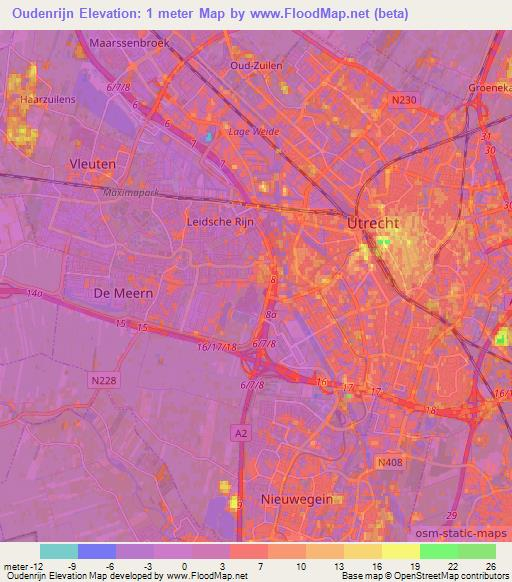 Oudenrijn,Netherlands Elevation Map