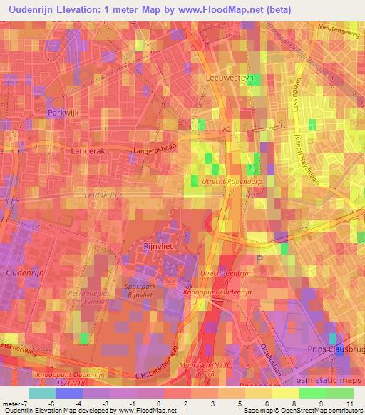 Oudenrijn,Netherlands Elevation Map
