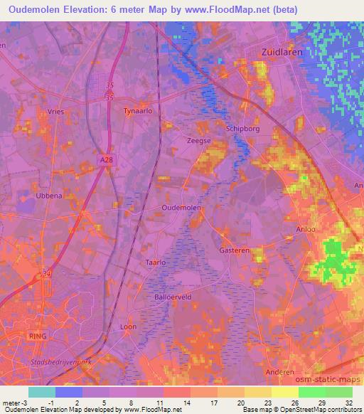 Oudemolen,Netherlands Elevation Map