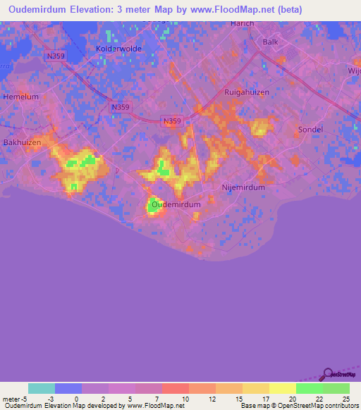 Oudemirdum,Netherlands Elevation Map
