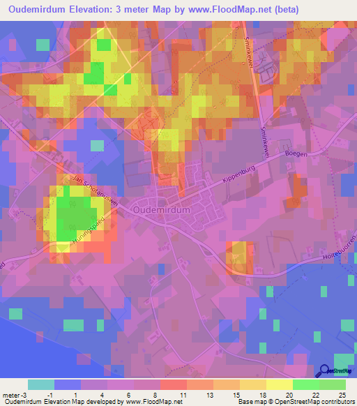 Oudemirdum,Netherlands Elevation Map