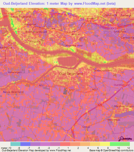 Oud-Beijerland,Netherlands Elevation Map