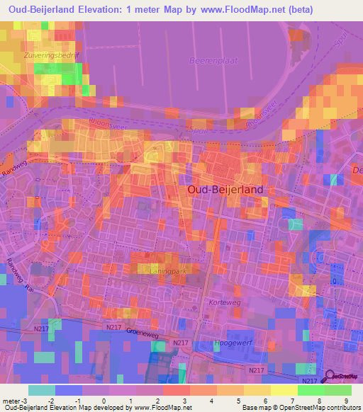 Oud-Beijerland,Netherlands Elevation Map