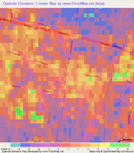 Opeinde,Netherlands Elevation Map