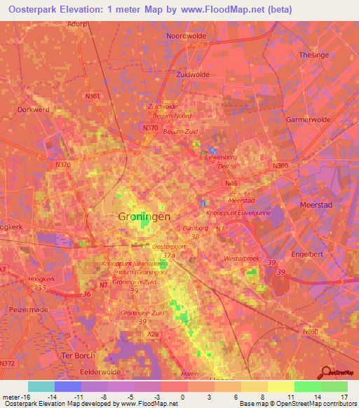 Oosterpark,Netherlands Elevation Map