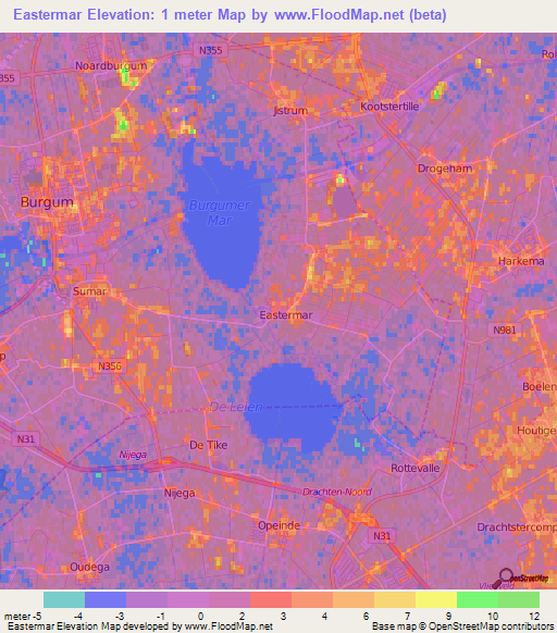 Eastermar,Netherlands Elevation Map