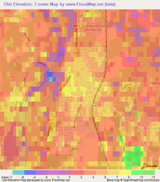 Olst,Netherlands Elevation Map