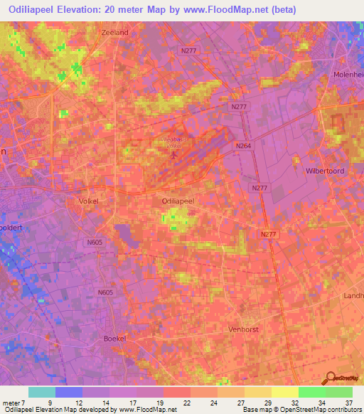 Odiliapeel,Netherlands Elevation Map