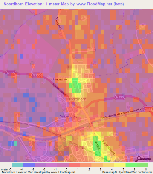 Noordhorn,Netherlands Elevation Map