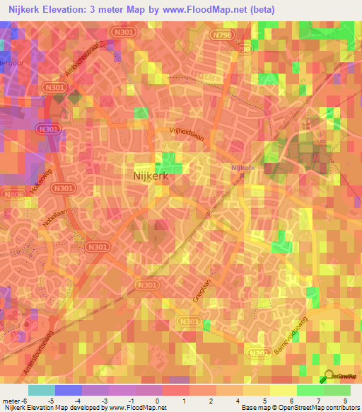 Nijkerk,Netherlands Elevation Map