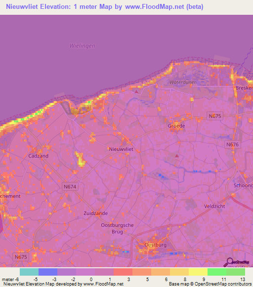 Nieuwvliet,Netherlands Elevation Map