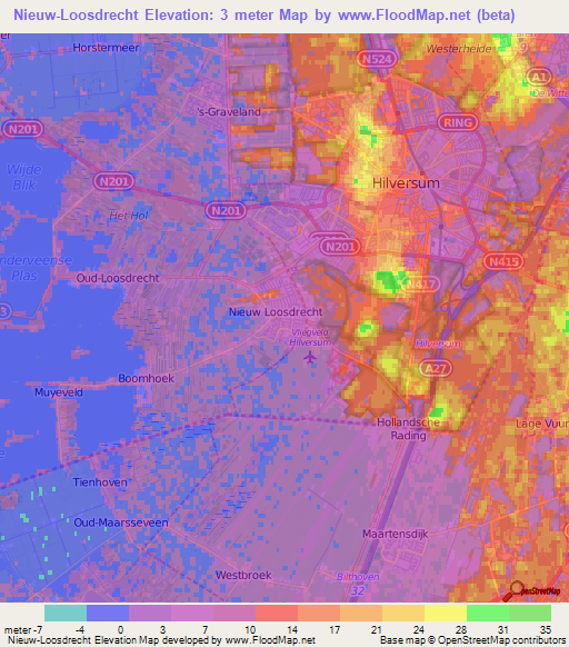 Nieuw-Loosdrecht,Netherlands Elevation Map