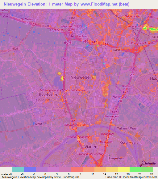 Nieuwegein,Netherlands Elevation Map