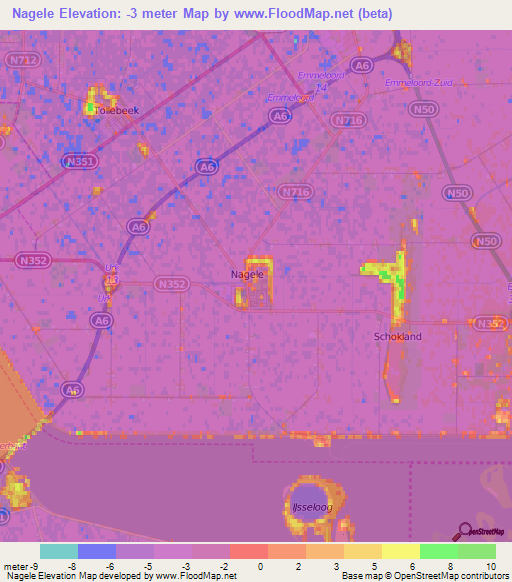 Nagele,Netherlands Elevation Map