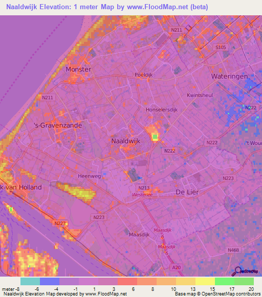 Naaldwijk,Netherlands Elevation Map