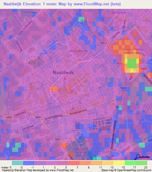 Naaldwijk,Netherlands Elevation Map