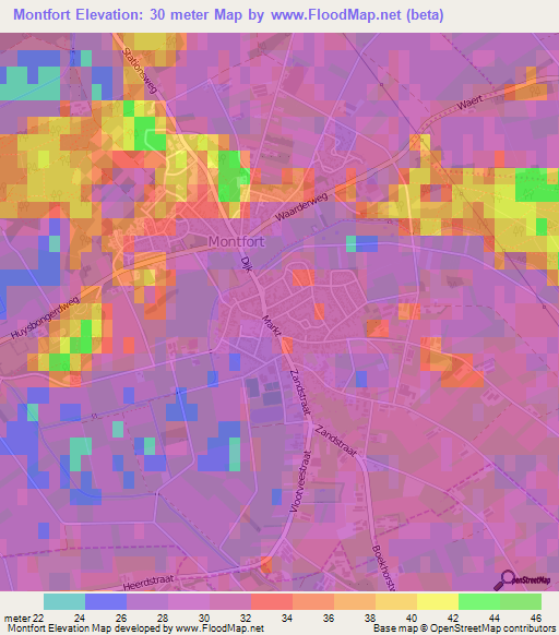 Montfort,Netherlands Elevation Map