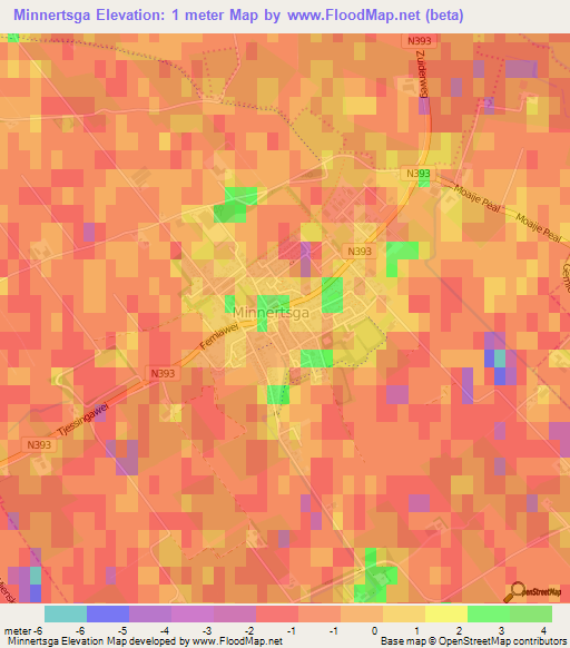 Minnertsga,Netherlands Elevation Map