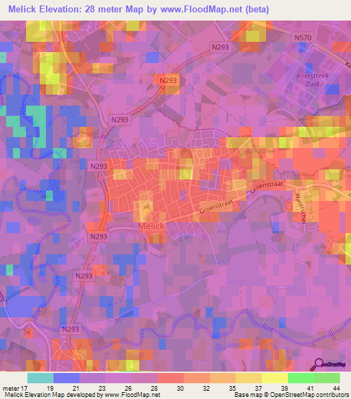 Melick,Netherlands Elevation Map