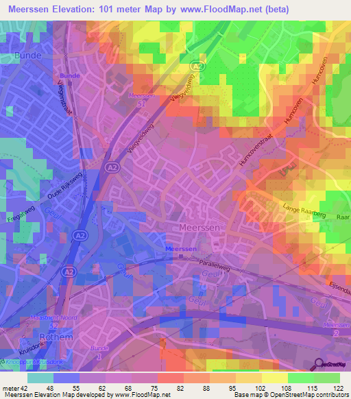 Meerssen,Netherlands Elevation Map