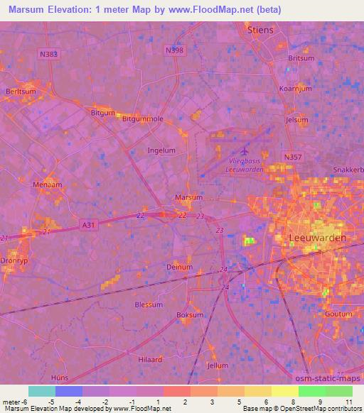 Marsum,Netherlands Elevation Map