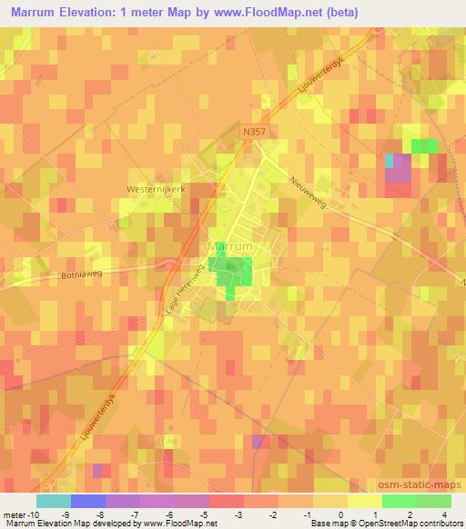 Marrum,Netherlands Elevation Map