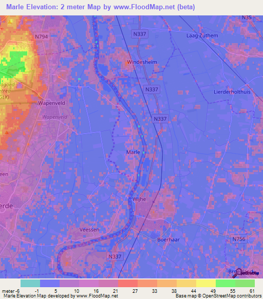 Marle,Netherlands Elevation Map