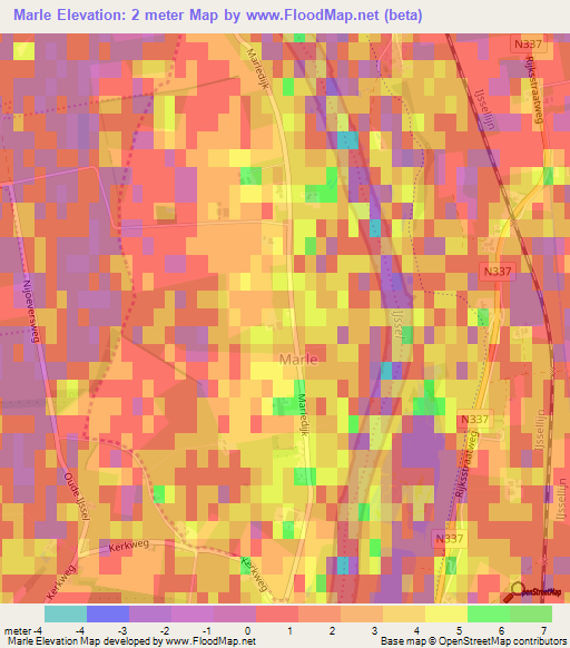 Marle,Netherlands Elevation Map