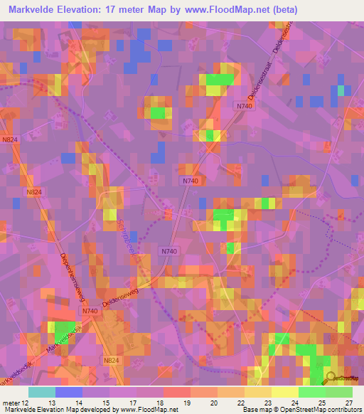 Markvelde,Netherlands Elevation Map