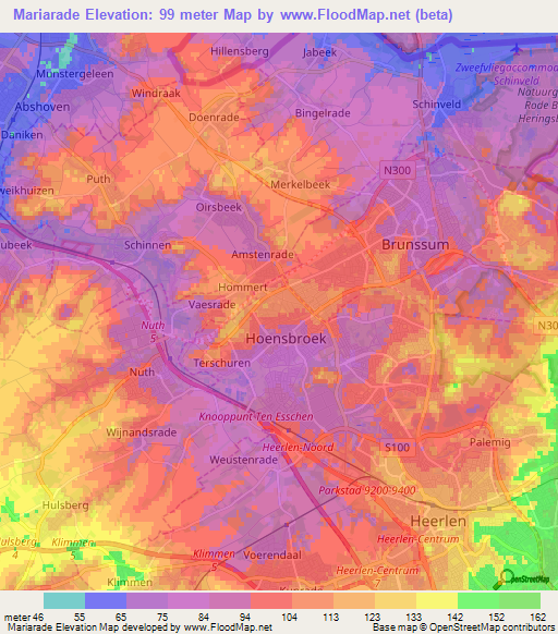 Mariarade,Netherlands Elevation Map