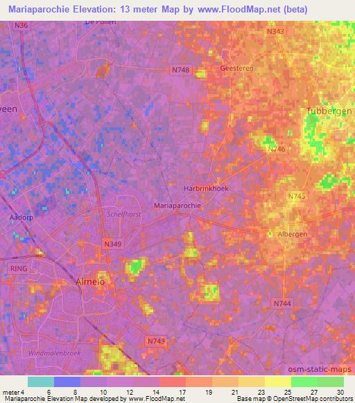 Mariaparochie,Netherlands Elevation Map