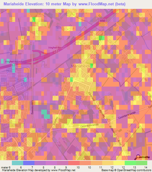 Mariaheide,Netherlands Elevation Map