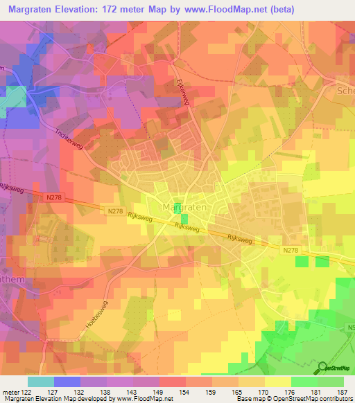 Margraten,Netherlands Elevation Map