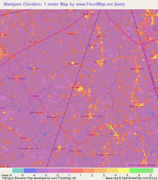 Mantgum,Netherlands Elevation Map