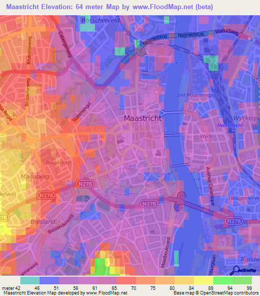 Maastricht,Netherlands Elevation Map