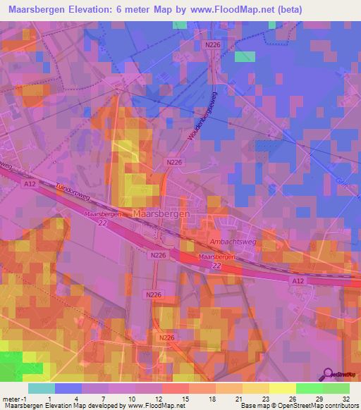 Maarsbergen,Netherlands Elevation Map