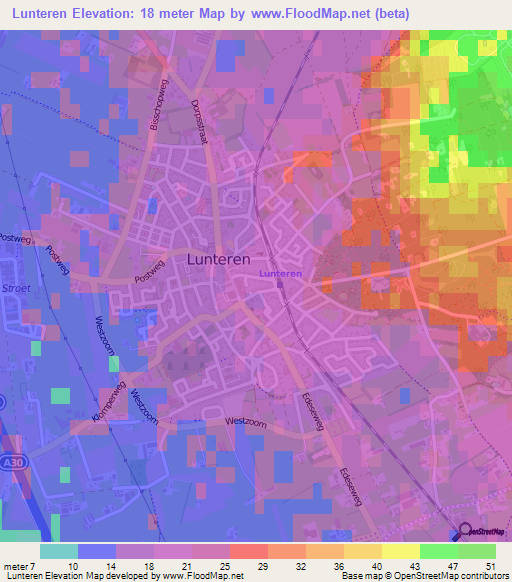 Lunteren,Netherlands Elevation Map
