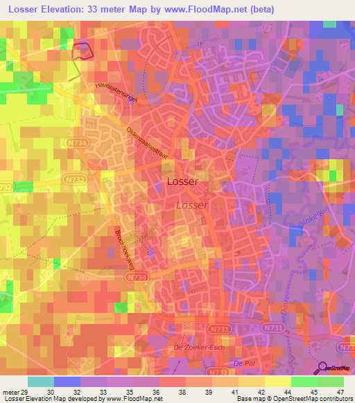 Losser,Netherlands Elevation Map