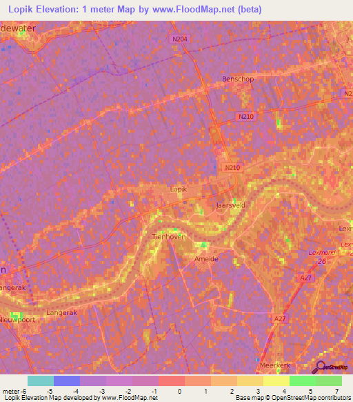 Lopik,Netherlands Elevation Map