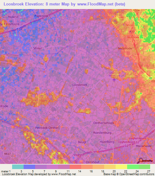 Loosbroek,Netherlands Elevation Map