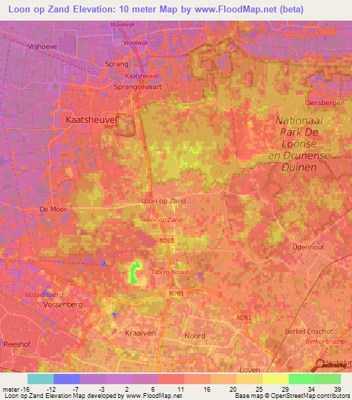 Loon op Zand,Netherlands Elevation Map