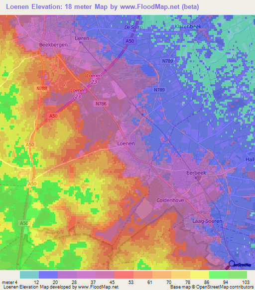 Loenen,Netherlands Elevation Map
