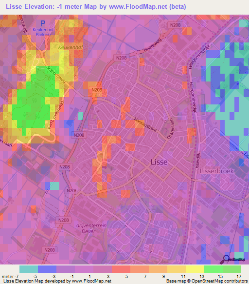 Lisse,Netherlands Elevation Map