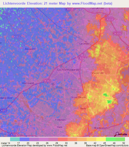 Lichtenvoorde,Netherlands Elevation Map