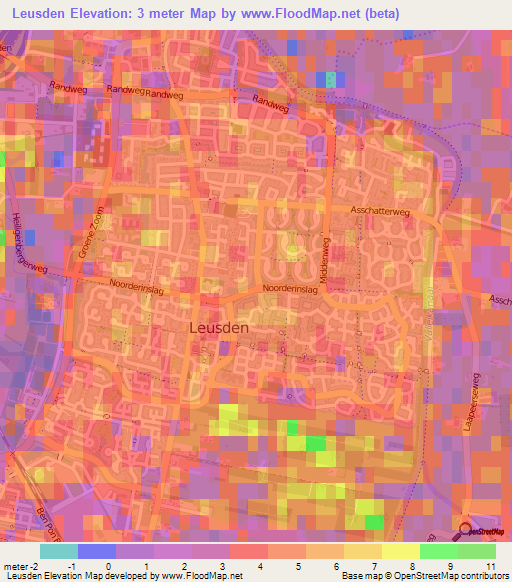 Leusden,Netherlands Elevation Map