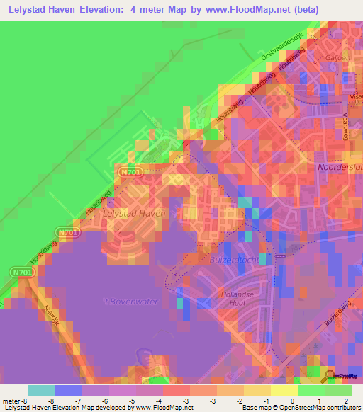 Lelystad-Haven,Netherlands Elevation Map
